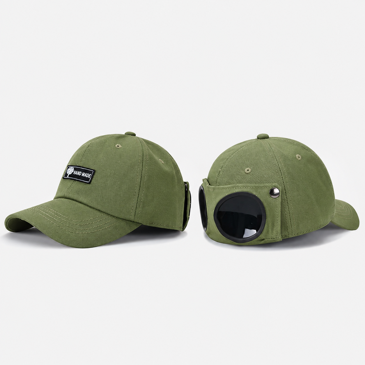 🔥LAST DAY 49% OFF🔥🧢Vintage Pilot Baseball Cap with Flip‑Up Goggles, 🛩️Sun Protection Fitted Hat for Men