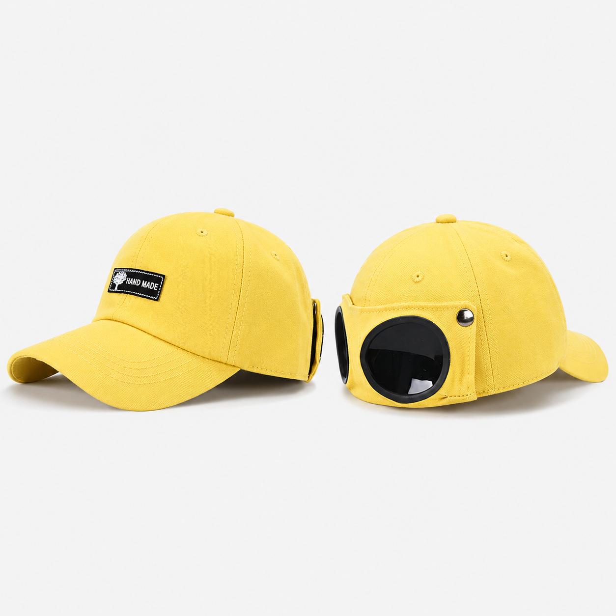 🔥LAST DAY 49% OFF🔥🧢Vintage Pilot Baseball Cap with Flip‑Up Goggles, 🛩️Sun Protection Fitted Hat for Men