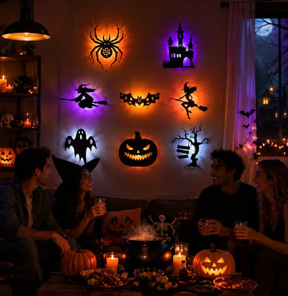 🔥LAST DAY 49% OFF🔥🎃Halloween LED Silhouette Wall Light Stickers | Battery Powered Peel & Stick Spooky Party Decor