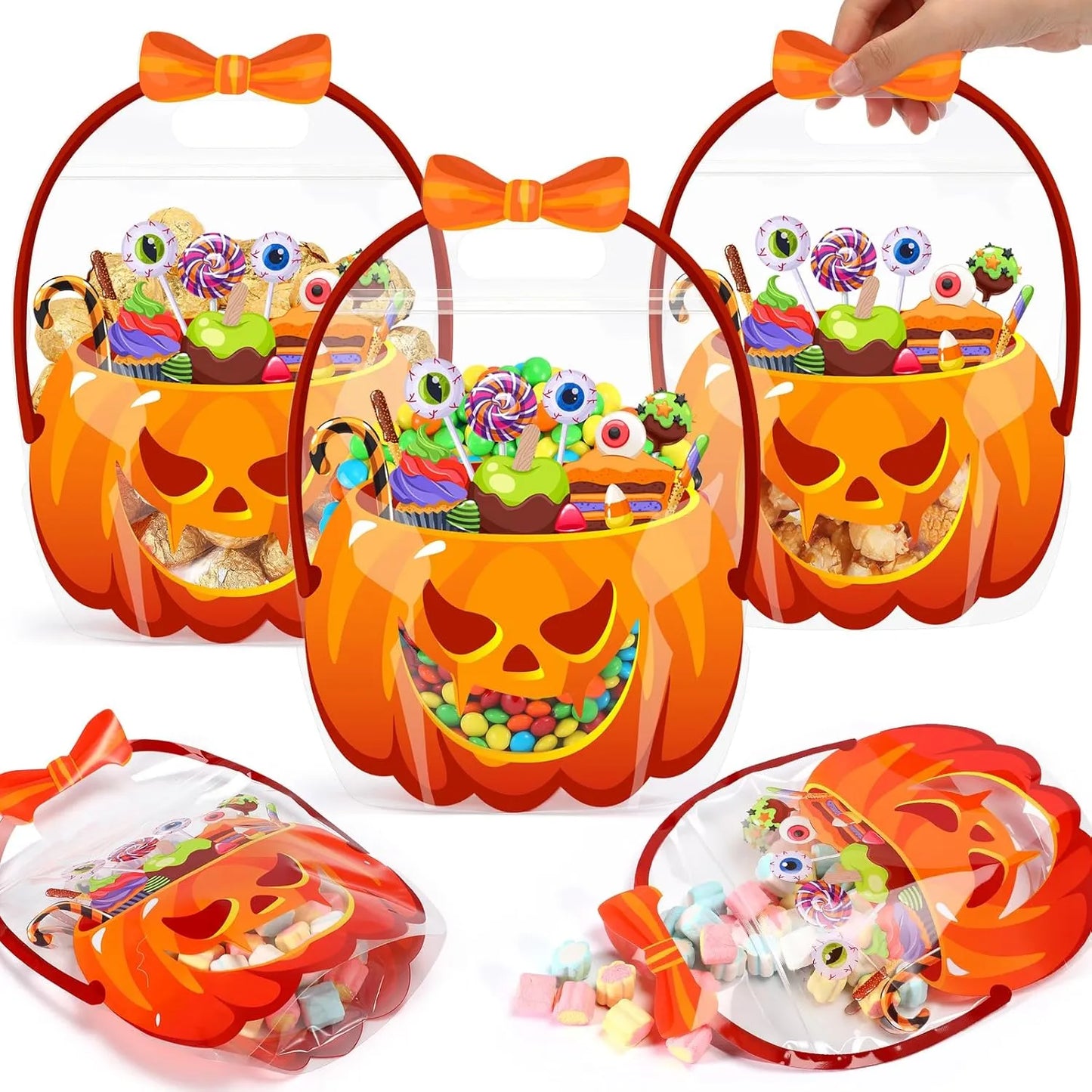 🔥Limited Time 49% OFF - Halloween Favor Bags Transparent Pumpkin Sealed Pouches🍬
