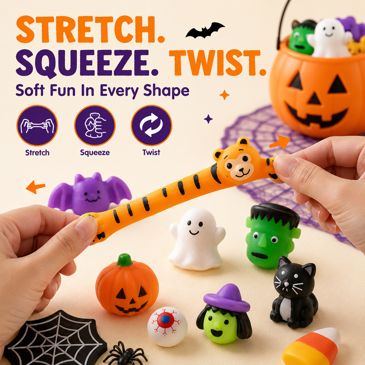 🔥LAST DAY 49% OFF🎃 100PCS Halloween Mochi Squishy Toys – Cute Sensory Party Favors & Goodie Bag Fillers ✨