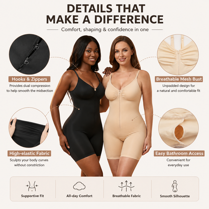 🔥Hot Sales ✨Zip-Up Tummy Control Bodysuit💨Ultra Stretch Breathable Mesh Body Shaper🩱