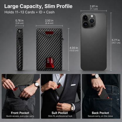 💼Men's Slim RFID Blocking Pop-up Card Wallet | One-Touch Card Ejection, Secure Storage