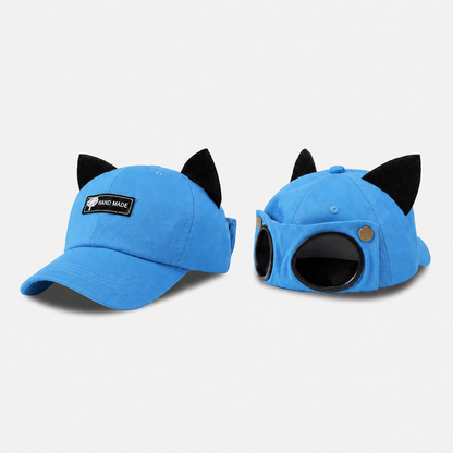 🔥LAST DAY 49% OFF🔥🧢Vintage Pilot Baseball Cap with Flip‑Up Goggles, 🛩️Sun Protection Fitted Hat for Men