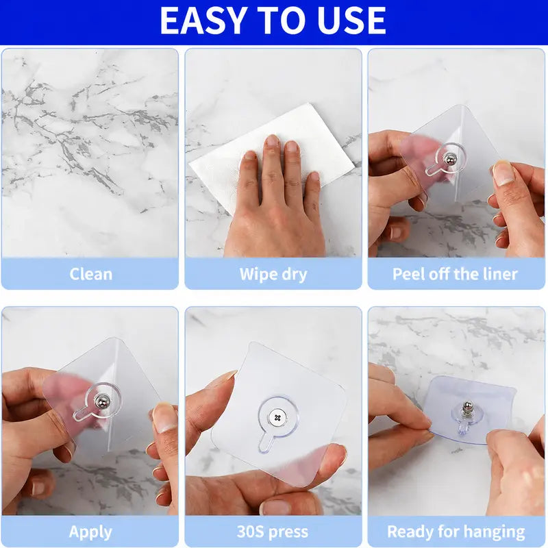 🔥49% OFF💪Drill‑Free Self‑Adhesive Wall Hooks｜Heavy‑Duty Waterproof Sticky Hooks