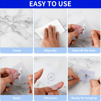 🔥49% OFF💪Drill‑Free Self‑Adhesive Wall Hooks｜Heavy‑Duty Waterproof Sticky Hooks