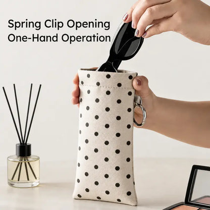 📢Best Seller🔥Spring-Open PU Leather Sunglasses Pouch 👓| Portable Eyeglass Case with Keychain