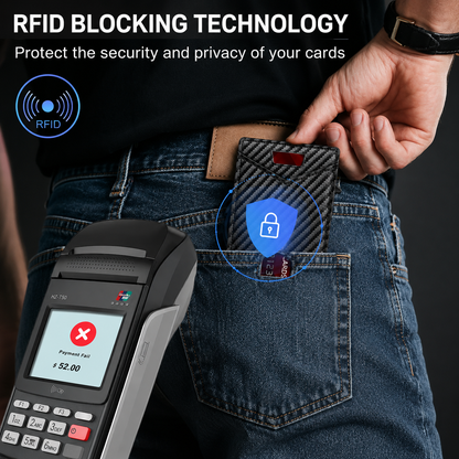 💼Men's Slim RFID Blocking Pop-up Card Wallet | One-Touch Card Ejection, Secure Storage