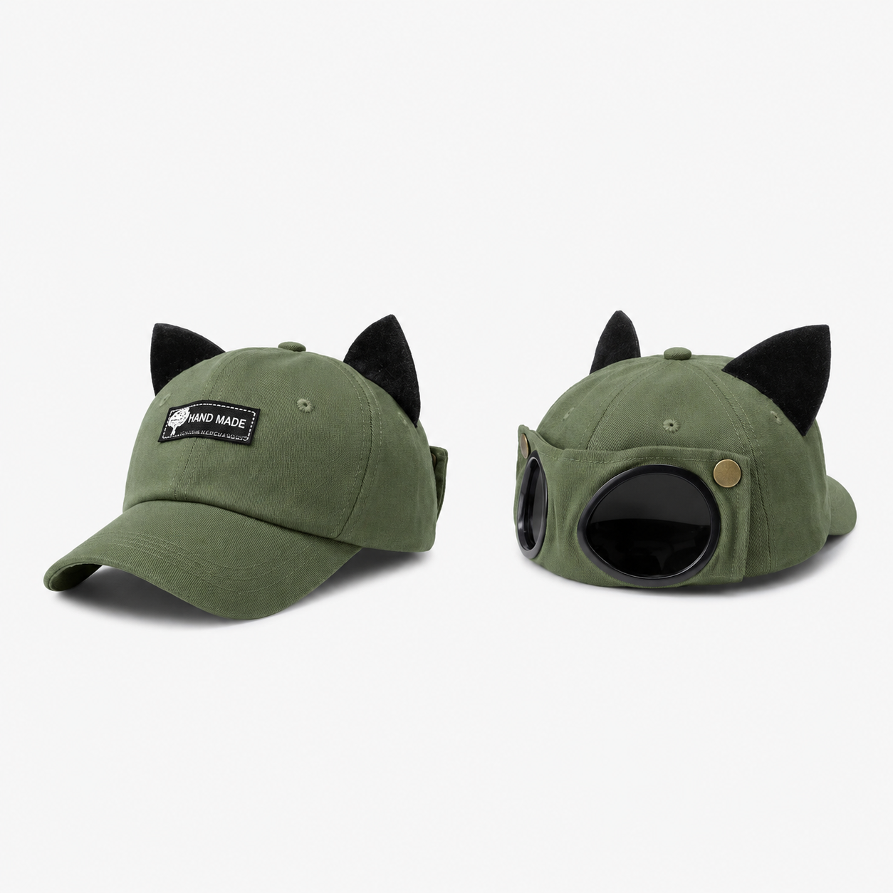 🔥LAST DAY 49% OFF🔥🧢Vintage Pilot Baseball Cap with Flip‑Up Goggles, 🛩️Sun Protection Fitted Hat for Men