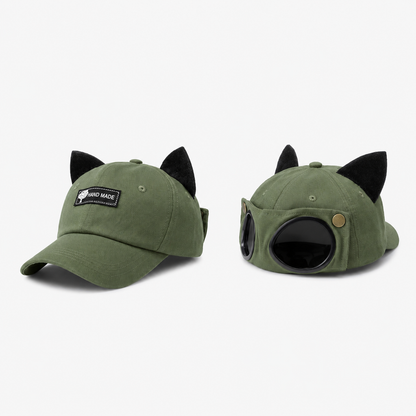 🔥LAST DAY 49% OFF🔥🧢Vintage Pilot Baseball Cap with Flip‑Up Goggles, 🛩️Sun Protection Fitted Hat for Men