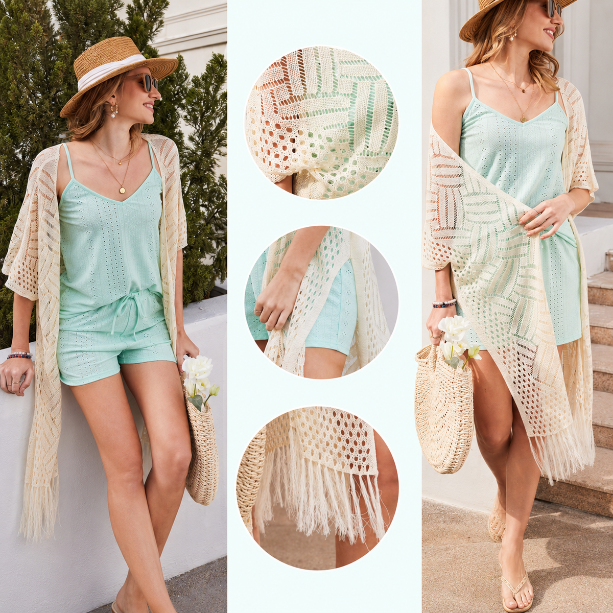 🔥 Limited-Time 49% OFF🏖️ Women's Boho Crochet Fringe Cardigan 🌿 Lightweight Summer Kimono