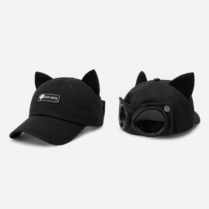🔥LAST DAY 49% OFF🔥🧢Vintage Pilot Baseball Cap with Flip‑Up Goggles, 🛩️Sun Protection Fitted Hat for Men