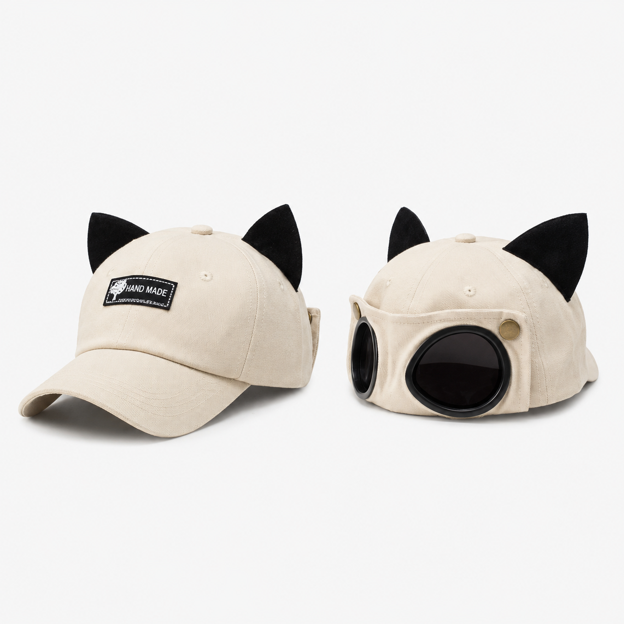 🔥LAST DAY 49% OFF🔥🧢Vintage Pilot Baseball Cap with Flip‑Up Goggles, 🛩️Sun Protection Fitted Hat for Men