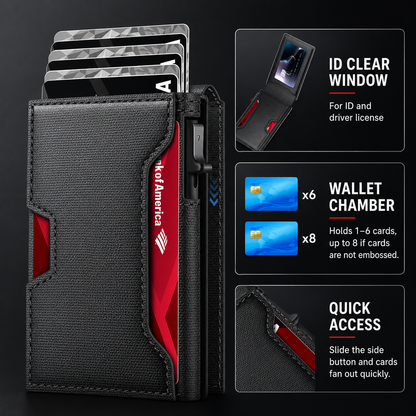 💼Men's Slim RFID Blocking Pop-up Card Wallet | One-Touch Card Ejection, Secure Storage