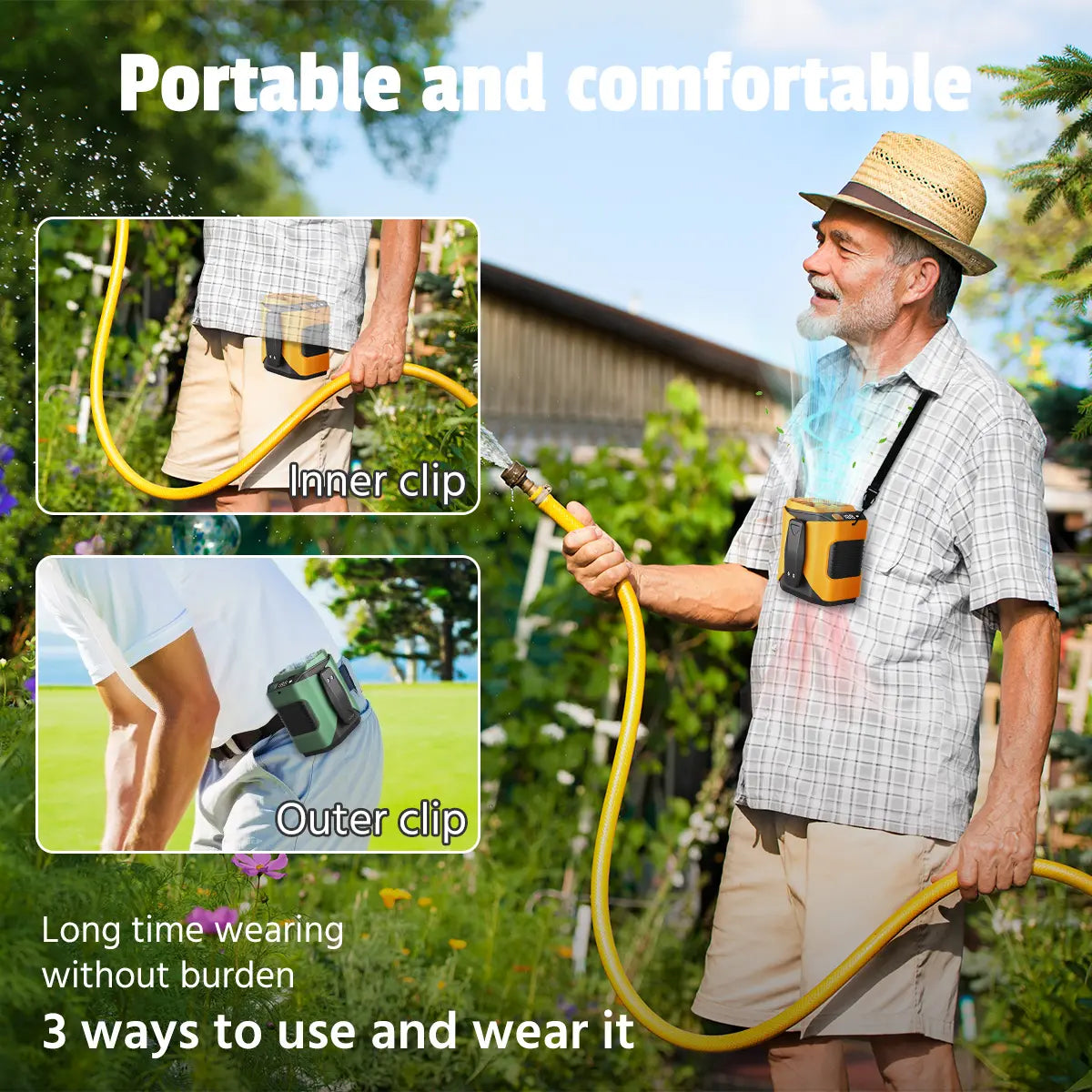 Upgrade Portable Waist Clip Fan - 10 Speeds, Rechargeable