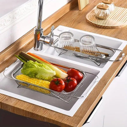 📢LAST DAY 49% OFF🔥🧺Expandable Over‑the‑Sink Stainless Steel Drain Basket 💦