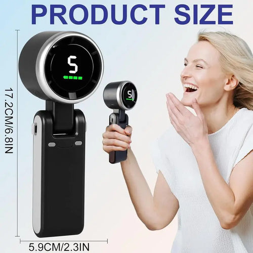 Portable Handheld Turbo Fan🍃❄️, 5 Gear Wind, 3 IN 1 Hand Fan Rechargeable