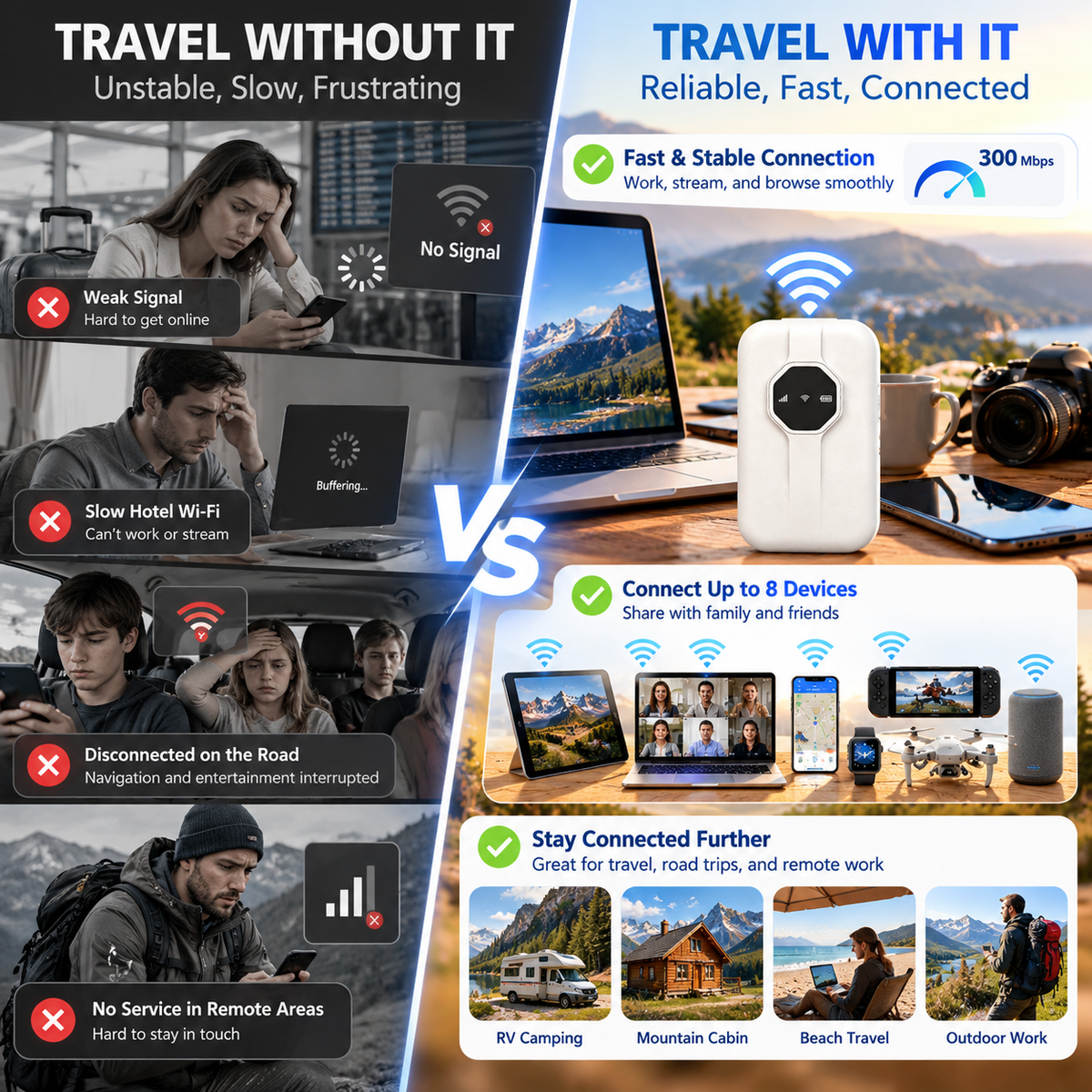 🔥Limited Time 50% OFF🌍 Global Coverage | Boundless Portable Wi-Fi 6 – Travel, Work & Share