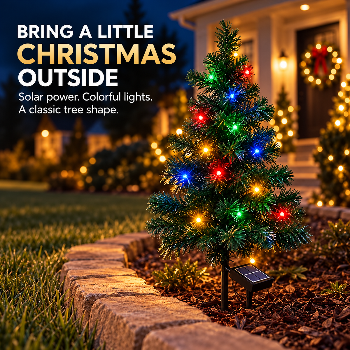 🎄 Solar Christmas Tree Stake Lights – Multicolor Holiday Decor for Gardens & Pathways ✨