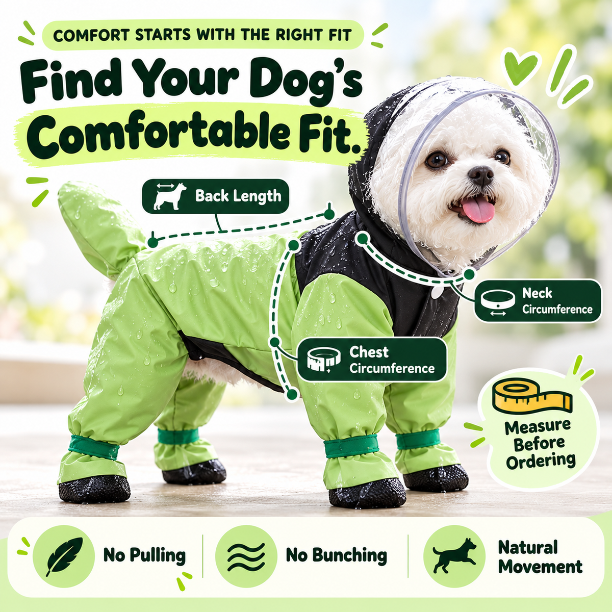 🐶☔ Rainy Day Essential | Waterproof Dog Raincoat with Hood – Lightweight & Comfortable
