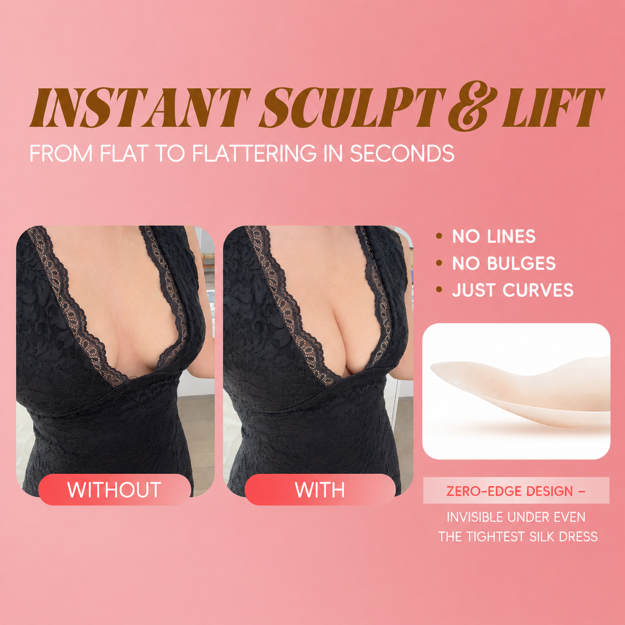 Adhesive Bra Backless Strapless Reusable Sticky Invisible Push Up Bra For Women