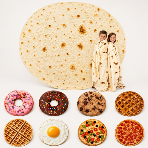 🔥 Limited-Time 49% OFF😍🍕 Realistic Food Blanket | Pizza, Donut & Tortilla Cozy Throw 🍩🌯