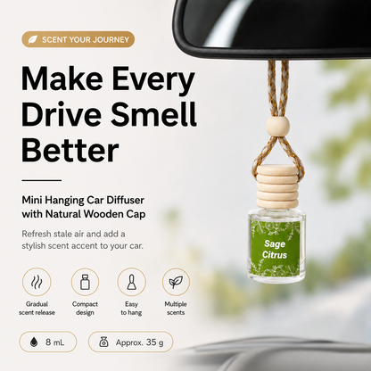 🔥HOT SALES✨2PCS Mini Hanging Car Diffuse🍃Wooden Cap Air Freshener