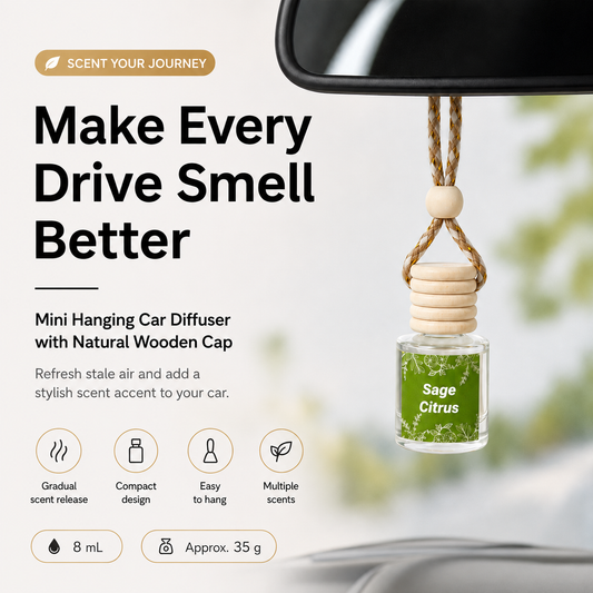 🔥HOT SALE✨Mini Hanging Car Diffuse🍃Wooden Cap Air Freshener
