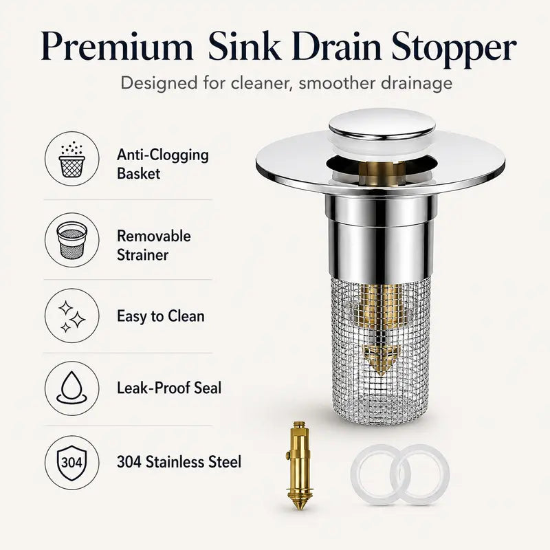 ⚡BUY 1 GET 1 FREE🔥🚿 Pop-Up Sink Drain Stopper,Anti-Clog Leak-Proof Basin Drain Filter