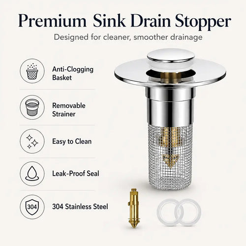 ⚡BUY 1 GET 1 FREE🔥🚿 Pop-Up Sink Drain Stopper,Anti-Clog Leak-Proof Basin Drain Filter