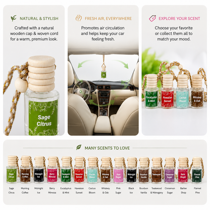 🔥HOT SALES✨2PCS Mini Hanging Car Diffuse🍃Wooden Cap Air Freshener