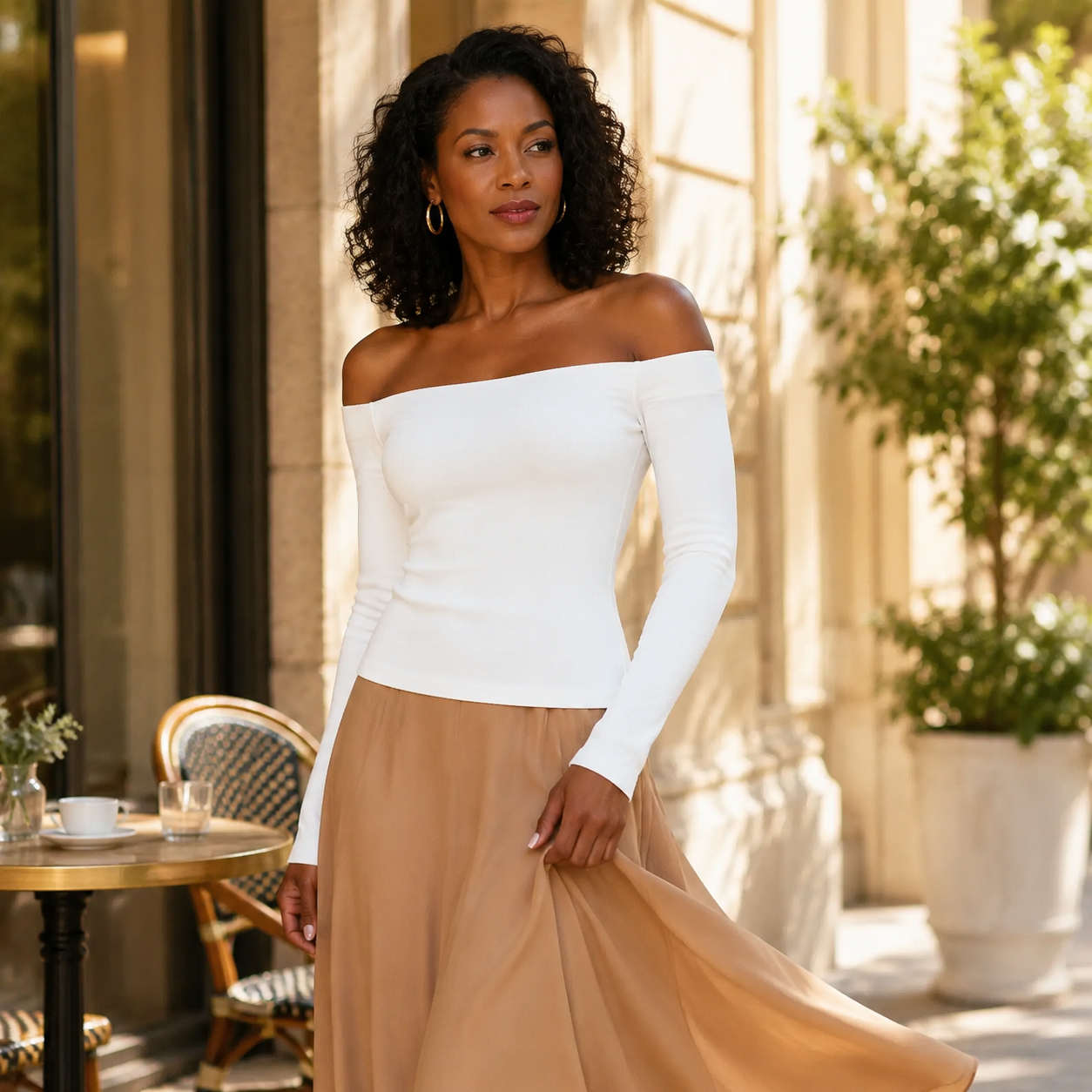 💕Hot sale 49% OFF💖Women’s Off Shoulder Long Sleeve Top | Built-In Bra Fitted Shirt