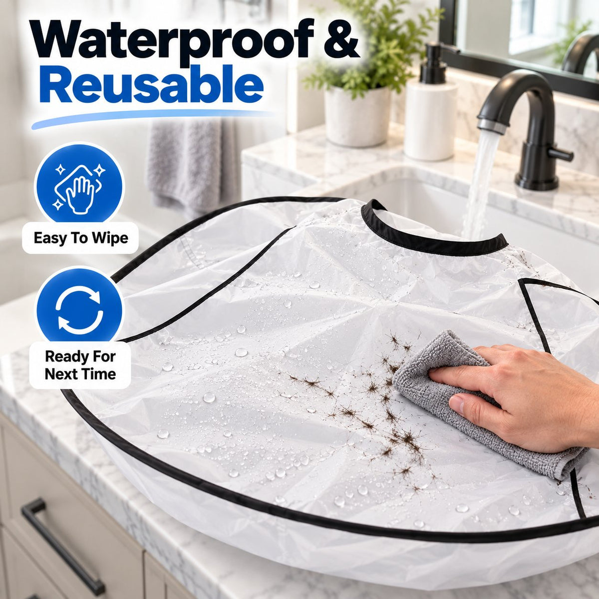 🔥 Limited-Time 49% OFF | ✂️ Foldable Hair Catcher Cape, Waterproof Haircut Cape