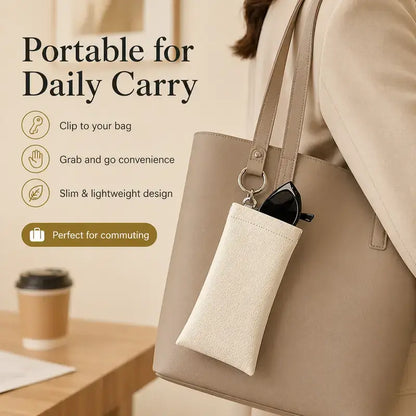 📢Best Seller🔥Spring-Open PU Leather Sunglasses Pouch 👓| Portable Eyeglass Case with Keychain