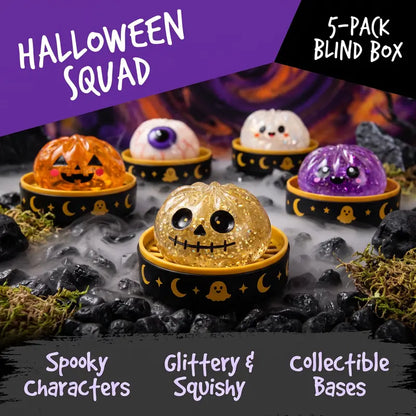 🎃 Halloween Steamed Bun Squishy Toy Set ✨Slow Rising Stress Relief Fidget Toy with Steamer Base