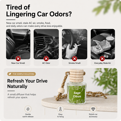 🔥HOT SALES✨2PCS Mini Hanging Car Diffuse🍃Wooden Cap Air Freshener