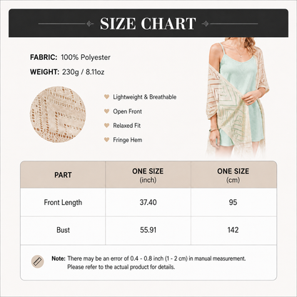 🔥 Limited-Time 49% OFF🏖️ Women's Boho Crochet Fringe Cardigan 🌿 Lightweight Summer Kimono