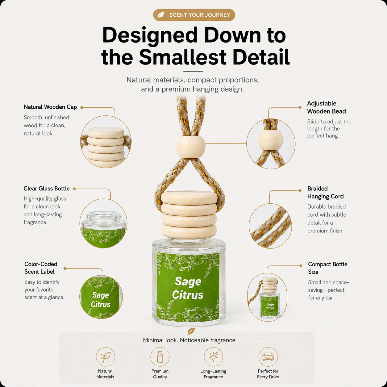 🔥HOT SALES✨2PCS Mini Hanging Car Diffuse🍃Wooden Cap Air Freshener