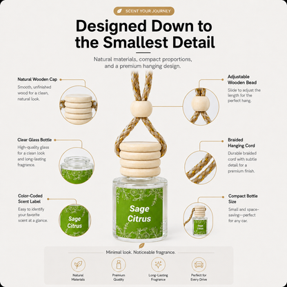 🔥HOT SALES✨2PCS Mini Hanging Car Diffuse🍃Wooden Cap Air Freshener