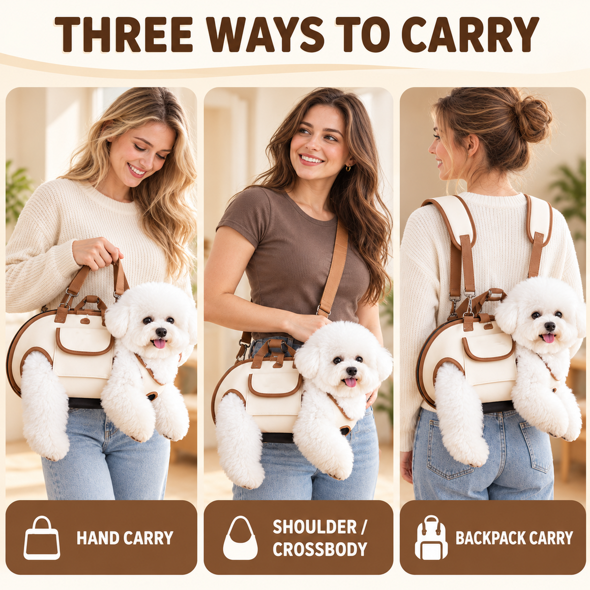 🐾 Pet Carrier Bag with Leash | 3 Carrying Styles for Cats & Small Dogs
