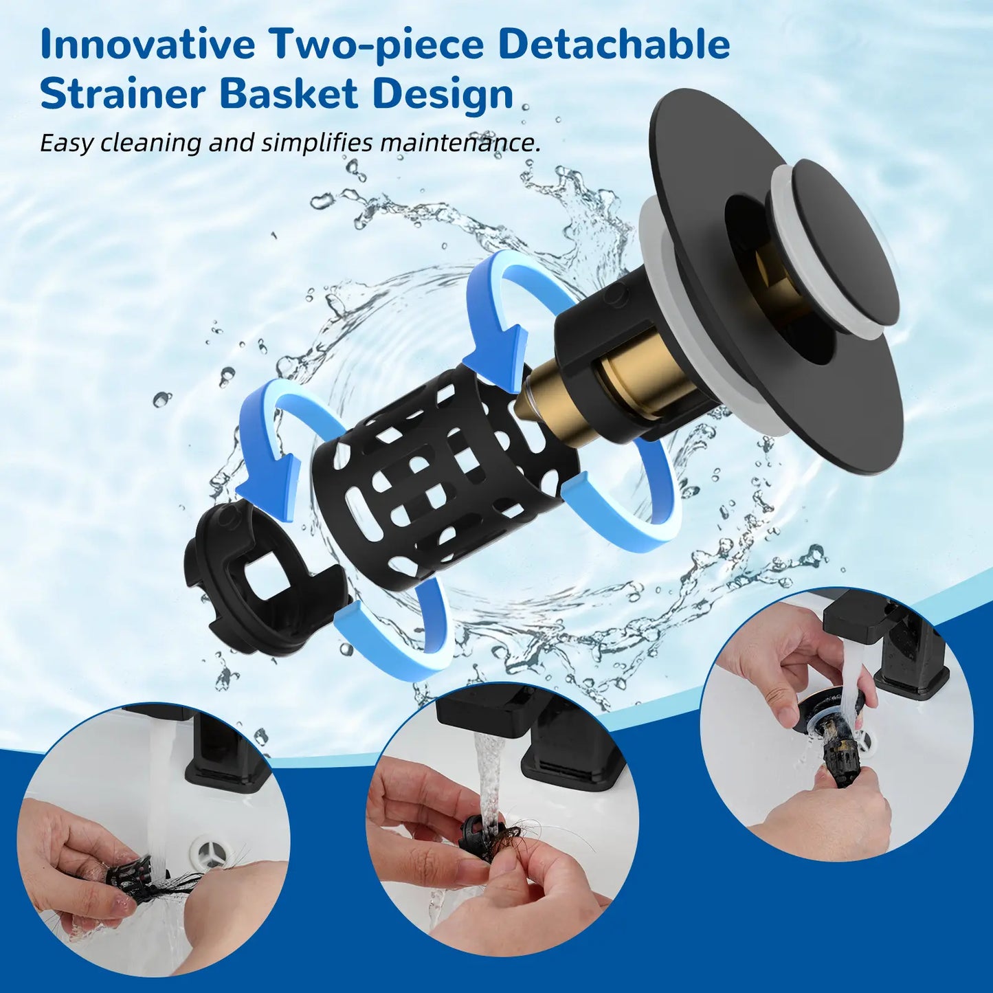 ⚡Hot Sales 49% OFF🔥3-in-1 Pop Up Sink Drain Stopper with Stainless Steel Hair Catcher Filter Basket