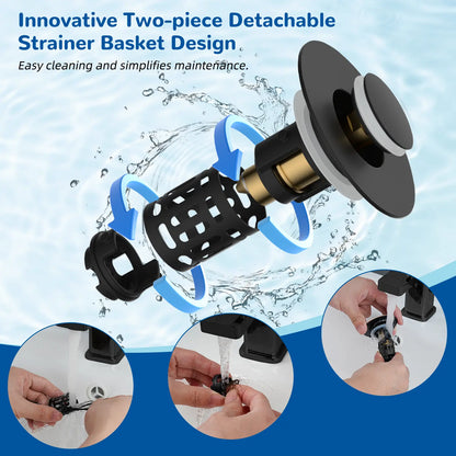 ⚡Hot Sales 49% OFF🔥3-in-1 Pop Up Sink Drain Stopper with Stainless Steel Hair Catcher Filter Basket