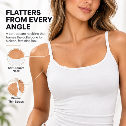 🔥Best Seller 🤍 Women's Ribbed Cami Tank Top | Adjustable Straps & Slim Fit