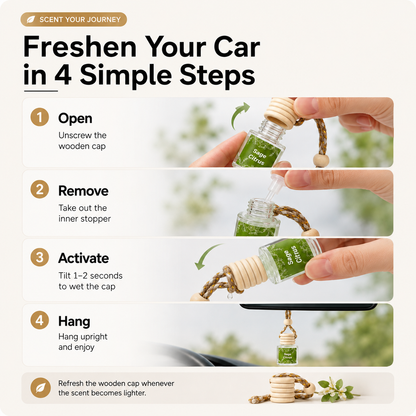 🔥HOT SALES✨2PCS Mini Hanging Car Diffuse🍃Wooden Cap Air Freshener