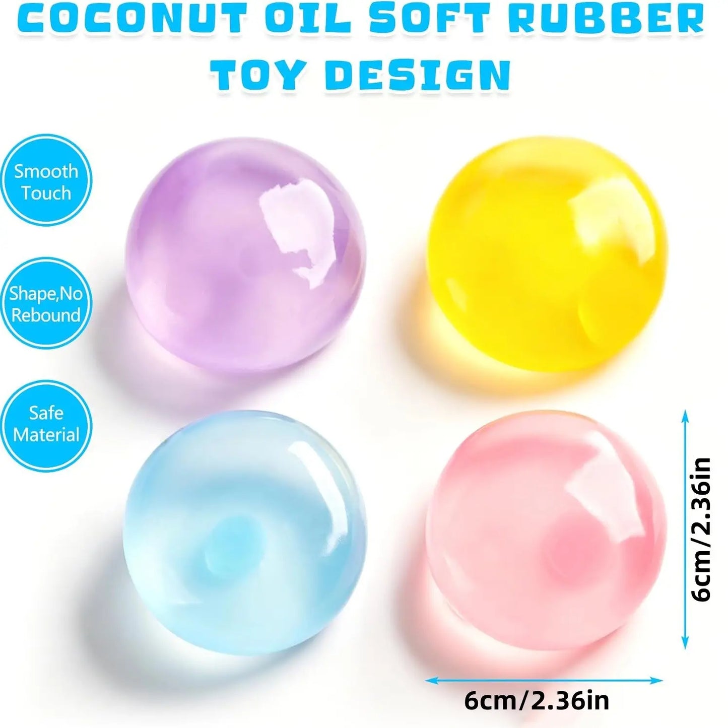 🍬Crystal Clear Jelly Squeeze Ball🥰  Soft Coconut Oil Fidget Toy, Perfect Stress Buster for Boredom & Anxiety
