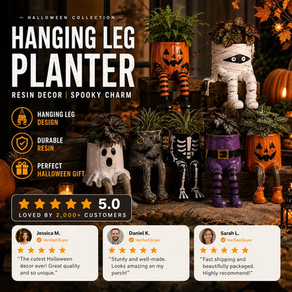 🎃 LIMITED TIME 49% OFF | Spooky Hanging Leg Resin Planter – Cute Halloween Succulent Pot For Home & Garden 👻