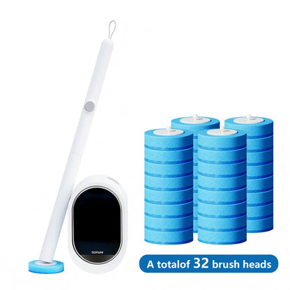 Disposable Toilet Brush Kit - 8/32 Refill Heads & Holder, Rotating No-Touch Deep Cleaner