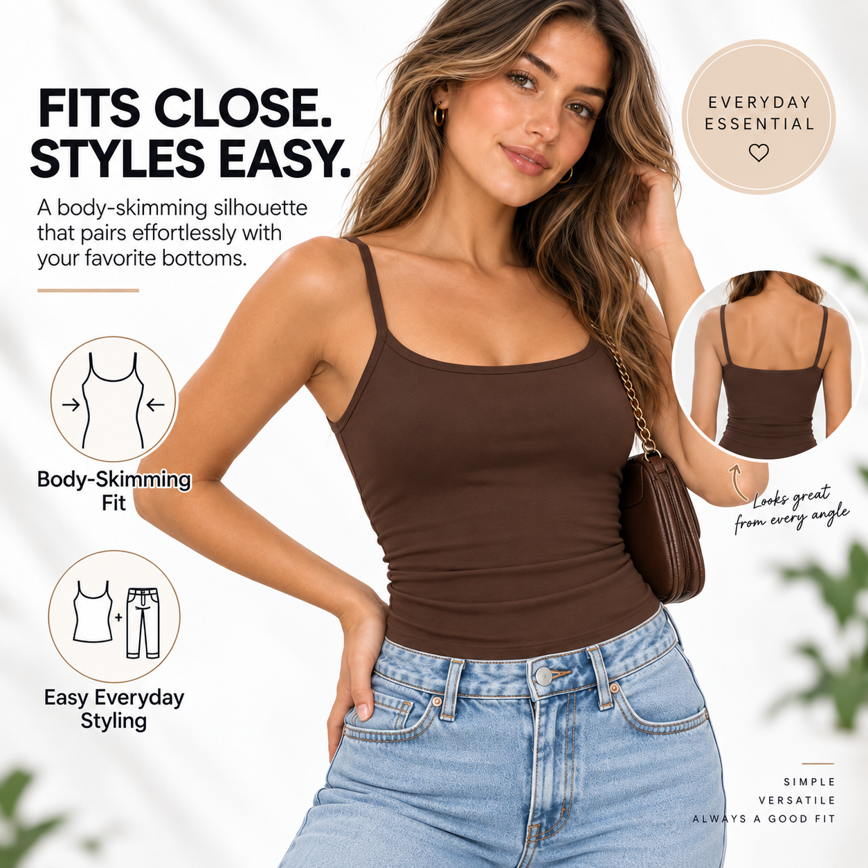🔥Best Seller 🤍 Women's Ribbed Cami Tank Top | Adjustable Straps & Slim Fit