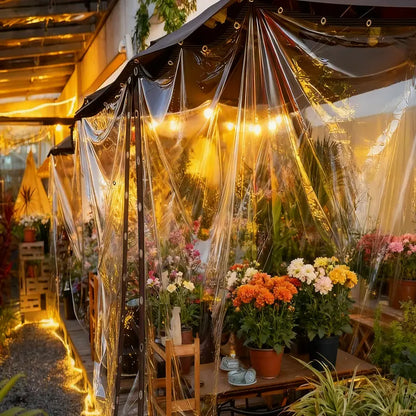 🔥Limited Time 49% OFF✨Clear Waterproof PE Tarp, Transparent Outdoor Cover with Metal Grommets💧