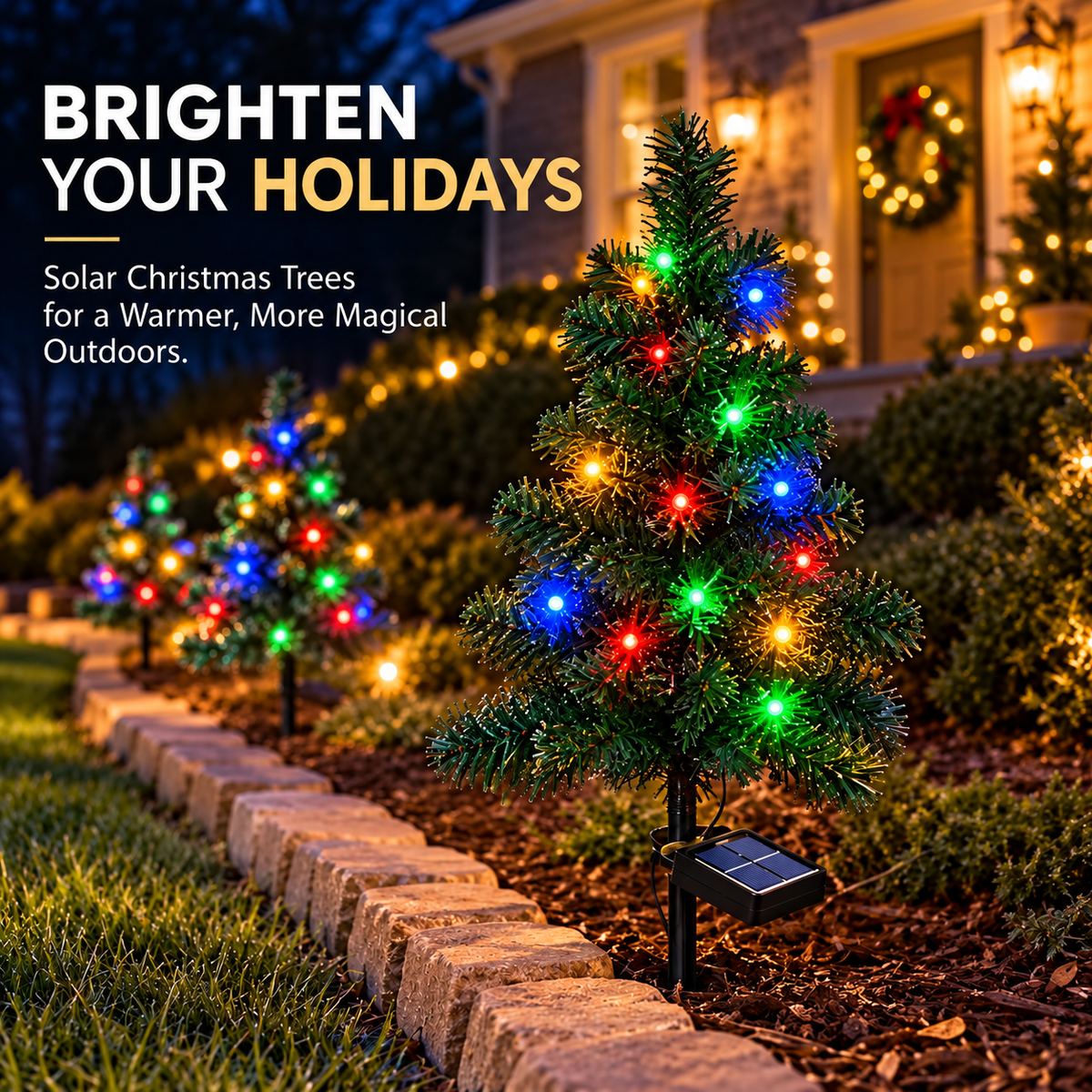 🎄 Solar Christmas Tree Stake Lights – Multicolor Holiday Decor for Gardens & Pathways ✨